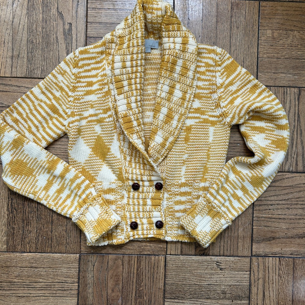 Vintage Missoni Yellow and White Patterned Cardigan. Made in Italy.